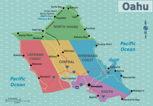 Oahu Map - Photo from http://wikitravel.org/en/Oahu