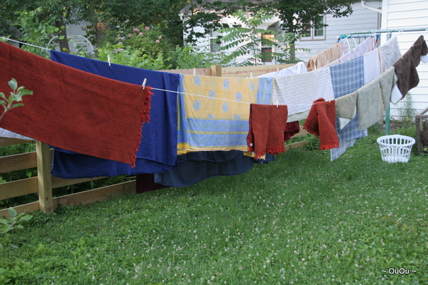 Drying clothes under the sun