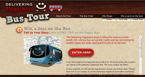 Delivering Happiness Bus Win a Spot on The Bus Contest