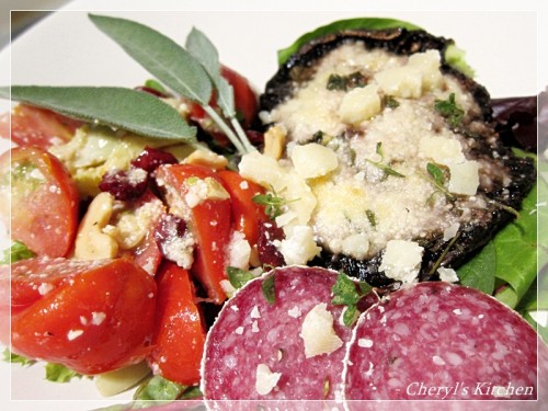 Baked Portobello Mushroom with Tomato Salad