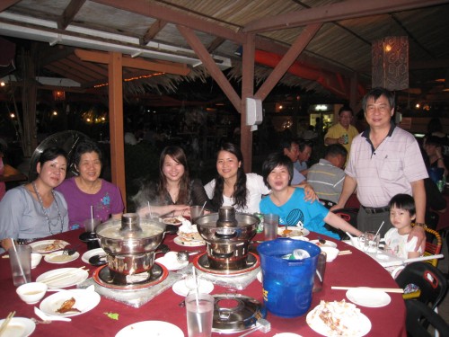 Outdoor hot pot with my family (Kuching, Malaysia)