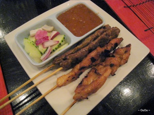 Beef satays for me. Chicken satays for Karan.