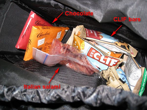 Food in backpack