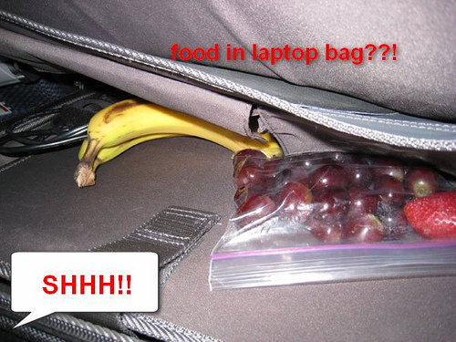 food in laptop bag