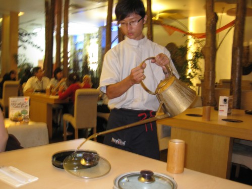 Server adding stock of your choice to the pot (Nagomi, Kuala Lumpur, Malaysia)