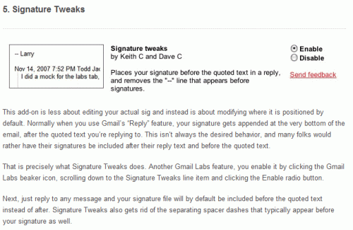 Gmail Signature Tweaks